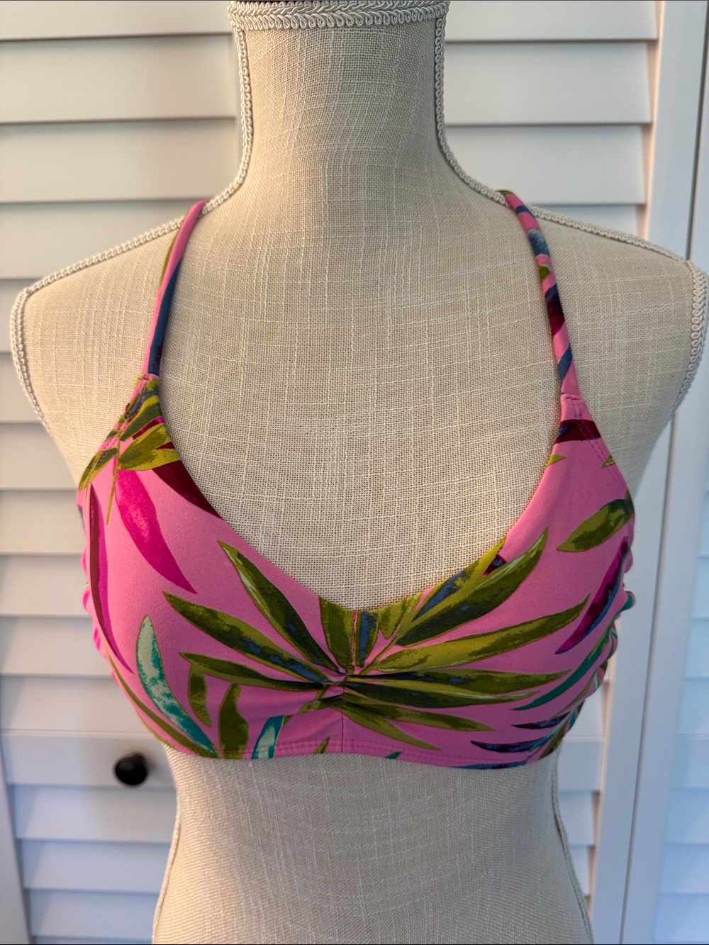 Xhilaration Pink Tropical Print Bikini Top